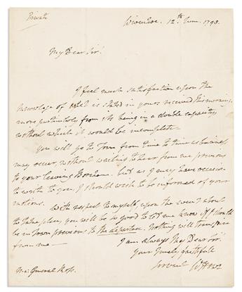 HOWE, WILLIAM. Two Autograph Letters Signed, WHowe or Wm:Howe, to General [Alexander] Ross or Dear George.